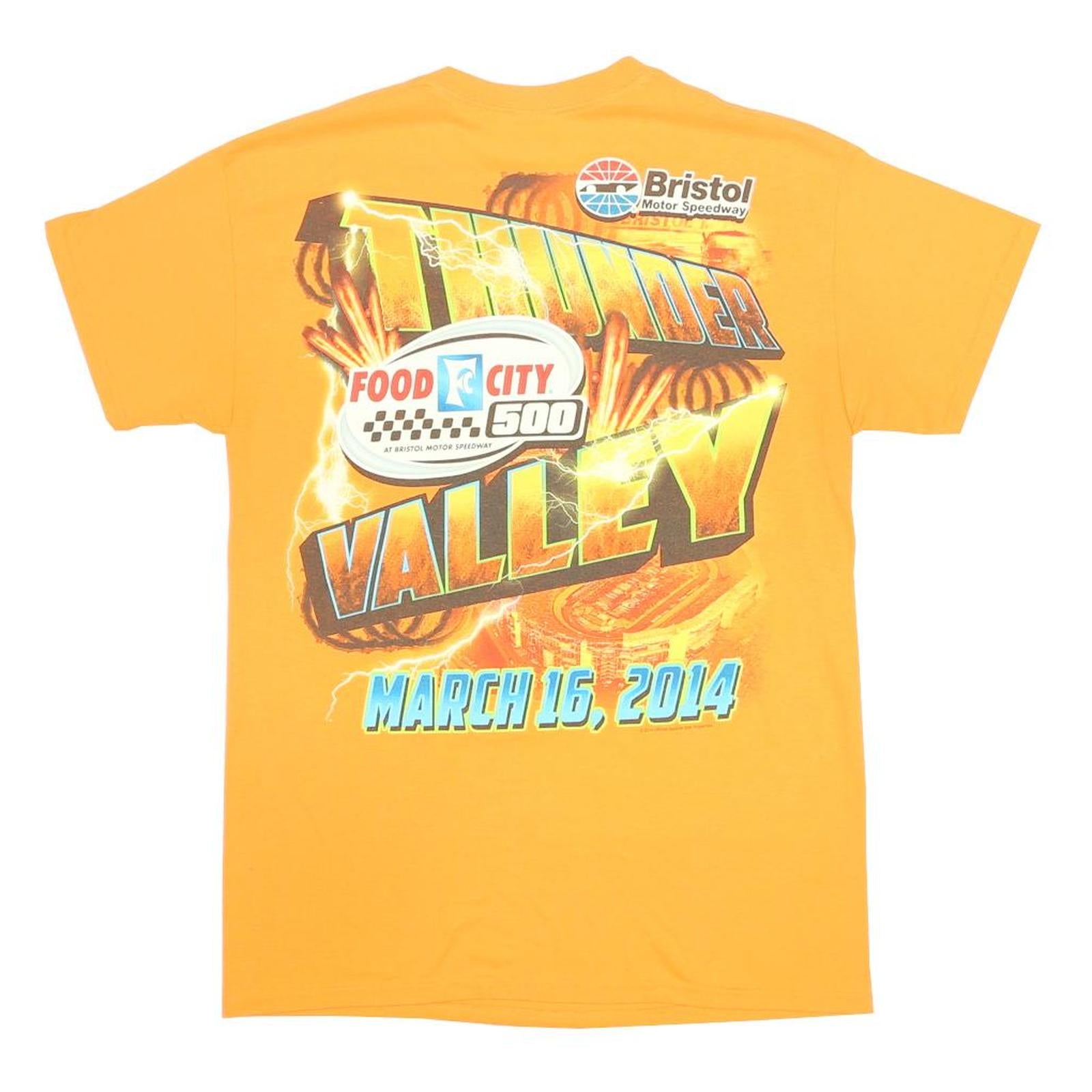 Mens Orange Graphic T-Shirt S Short Sleeve Crew Neck Bristol Speedway Racing