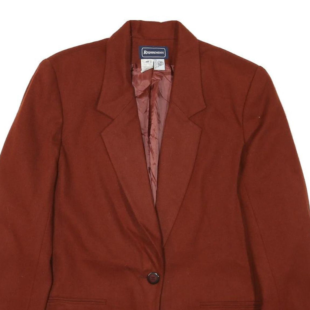 REQUIREMENTS Womens Rust Single Button Wool Jacket UK 10 Classic Tailored Blazer