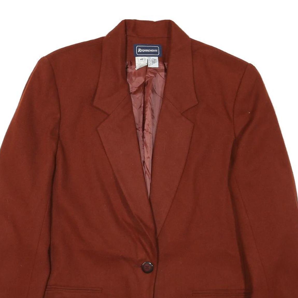REQUIREMENTS Womens Rust Single Button Wool Jacket UK 10 Classic Tailored Blazer