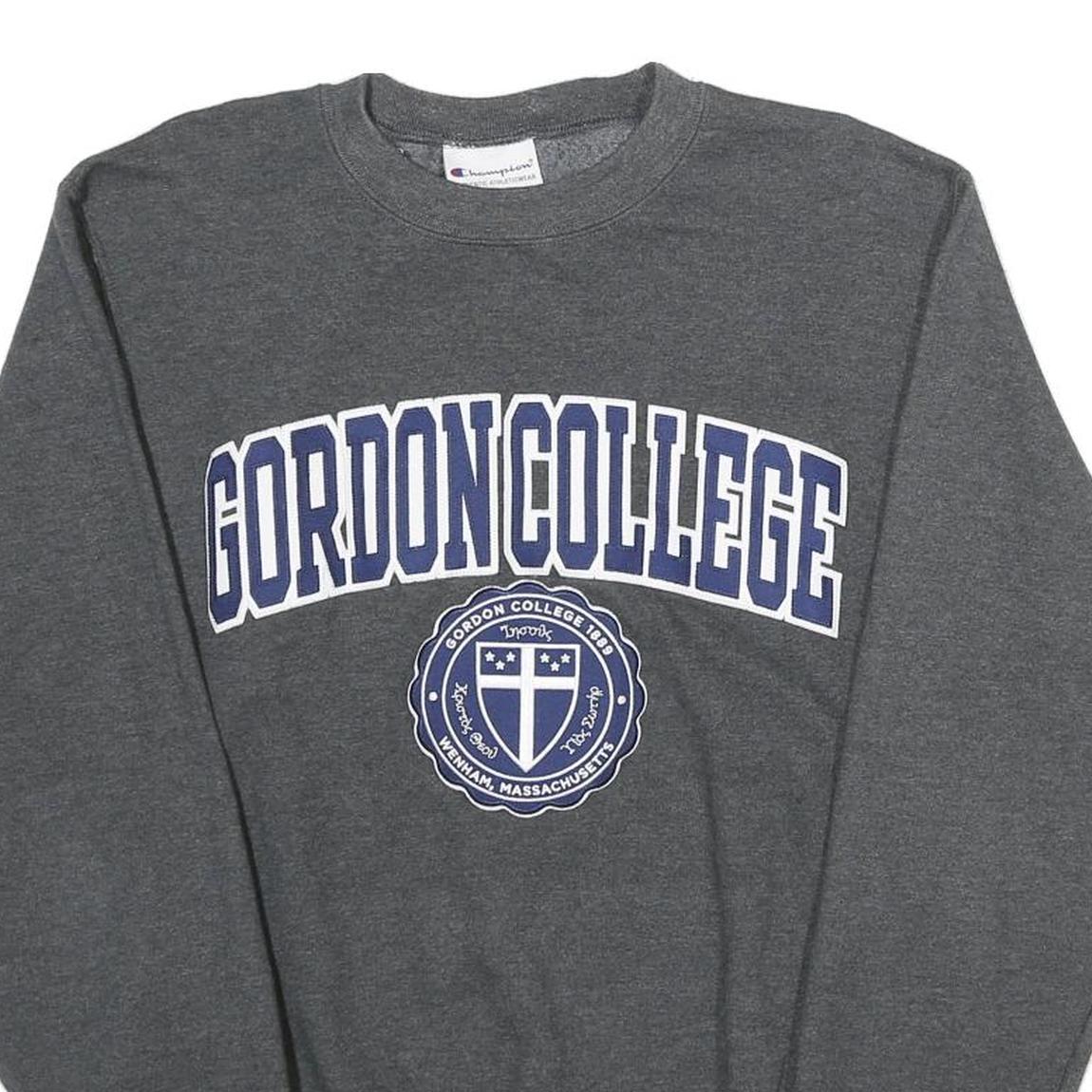 CHAMPION Mens Grey Gordon College Crew Neck S Cotton Blend Sweatshirt