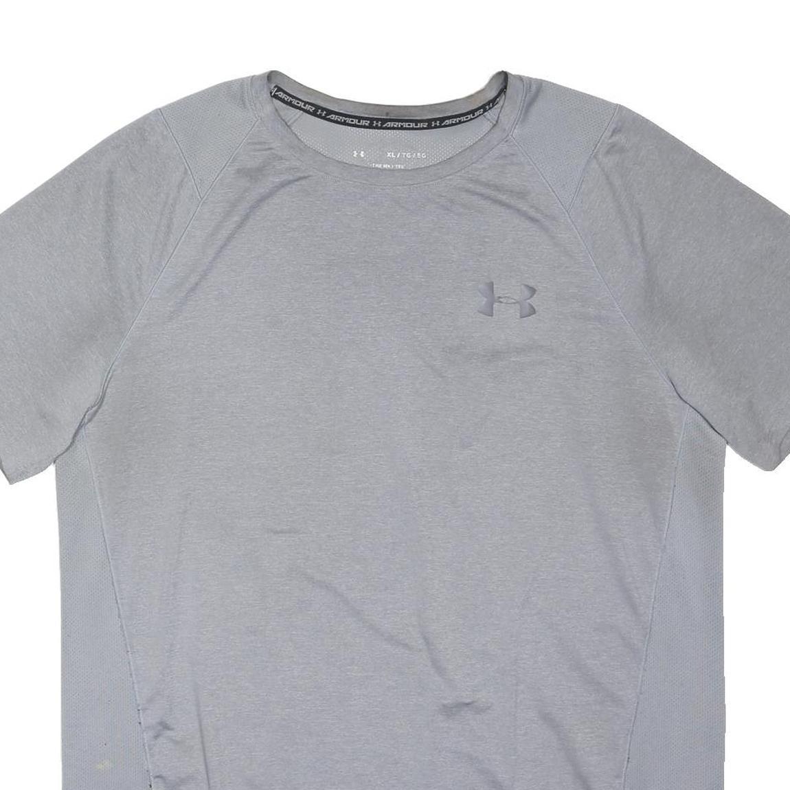 UNDER ARMOUR Mens Grey Performance T-Shirt XL Short Sleeve Crew Neck Lightweight