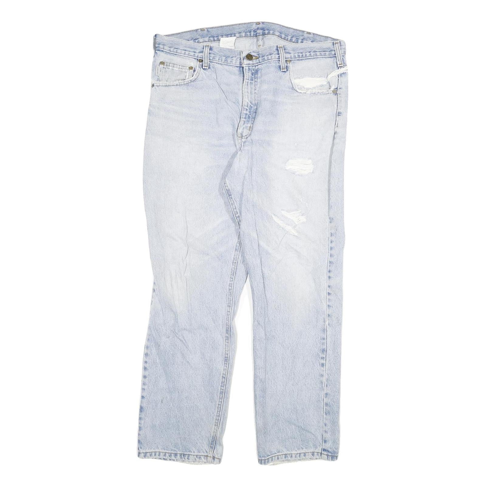 CARHARTT Mens Regular Fit Light Blue Denim Jeans W36 L29 Distressed Cotton Blend