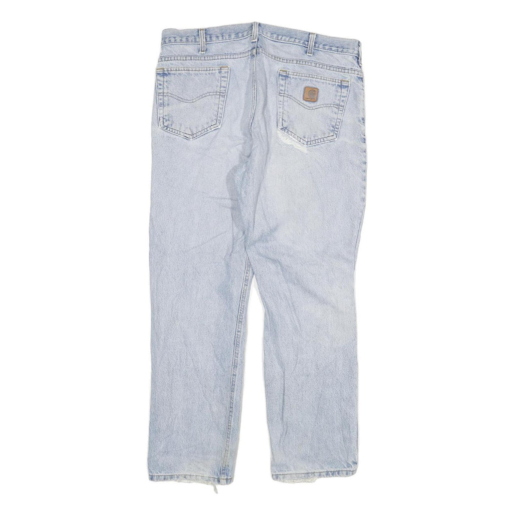 CARHARTT Mens Regular Fit Light Blue Denim Jeans W36 L29 Distressed Cotton Blend