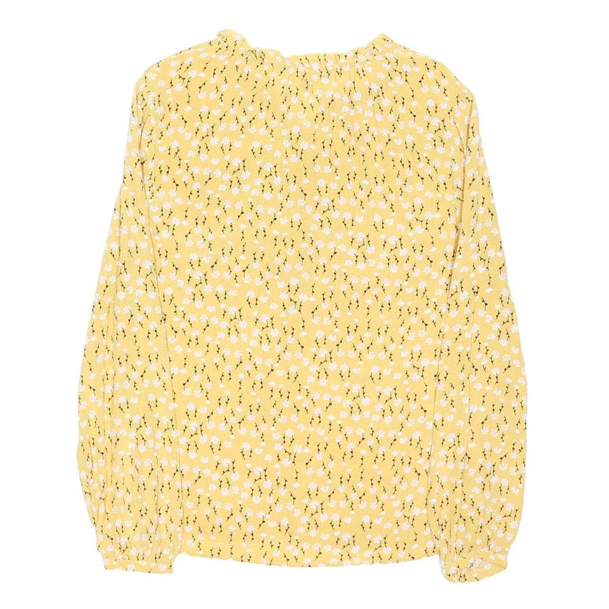 LAURA ASHLEY Womens Yellow Floral Blouse Long Sleeve Round Neck UK 10 Casual