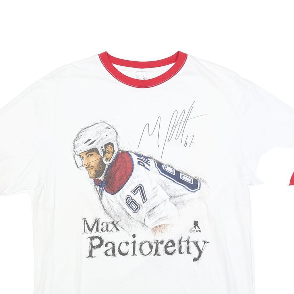 NLHPA Mens White & Red Max Pacioretty Graphic T-Shirt M Crew Neck Short Sleeve