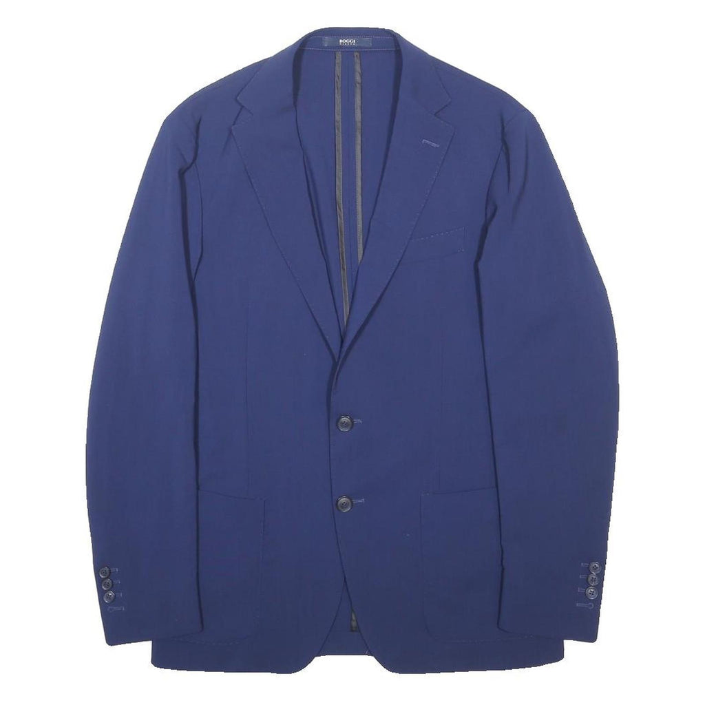 BOGGI Womens Blue Wool Blend Button Jacket M Classic Tailored Formal