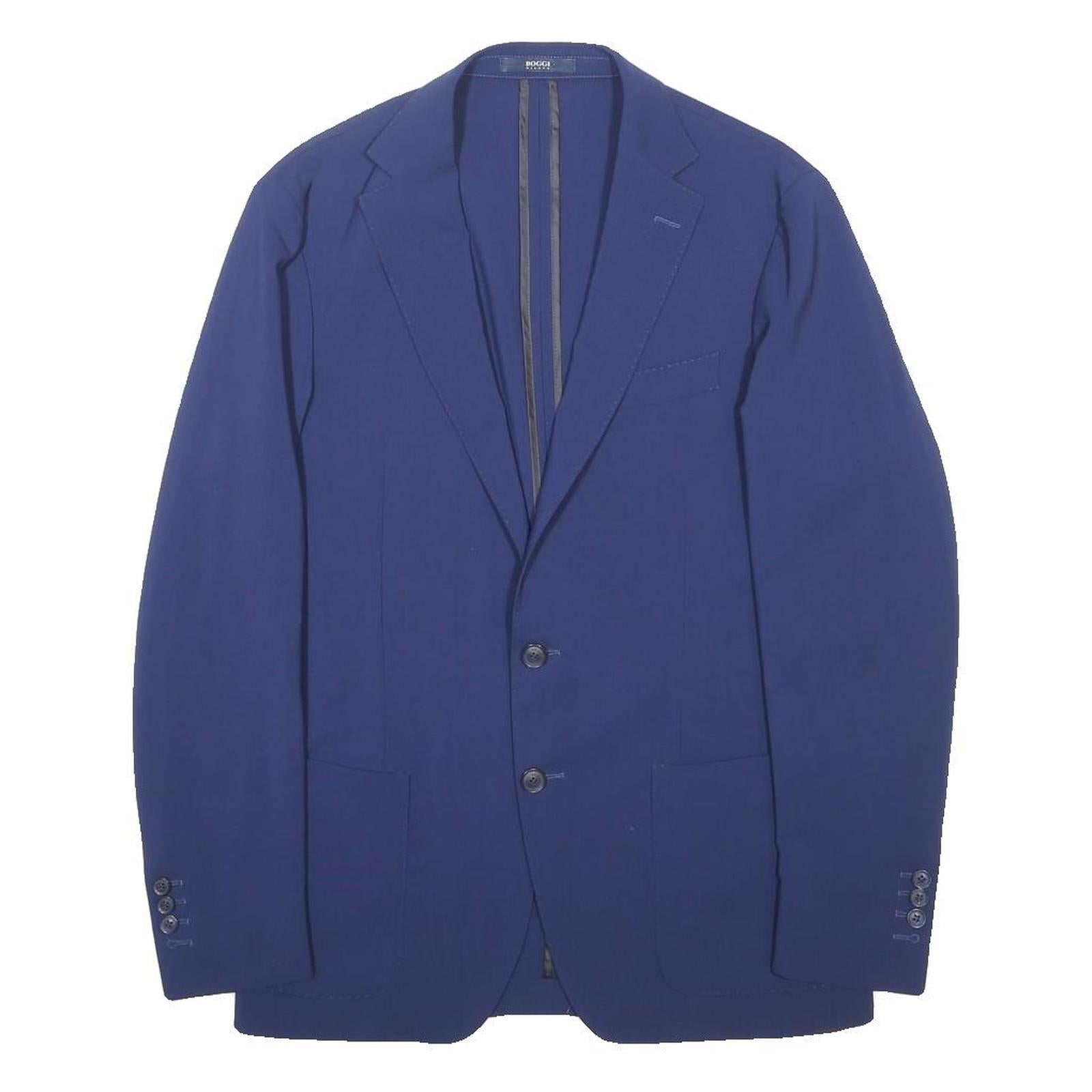 BOGGI Womens Blue Wool Blend Button Jacket M Classic Tailored Formal