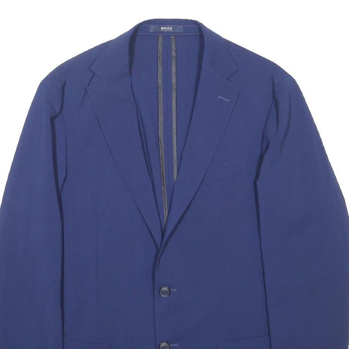 BOGGI Womens Blue Wool Blend Button Jacket M Classic Tailored Formal