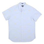 J.CREW Mens Blue Shirt M Cotton Blend Button Down Short Sleeve Casual Summer