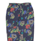 Womens Rayon Relaxed Navy Blue Floral Pattern Trousers W35 L30 Casual Soft