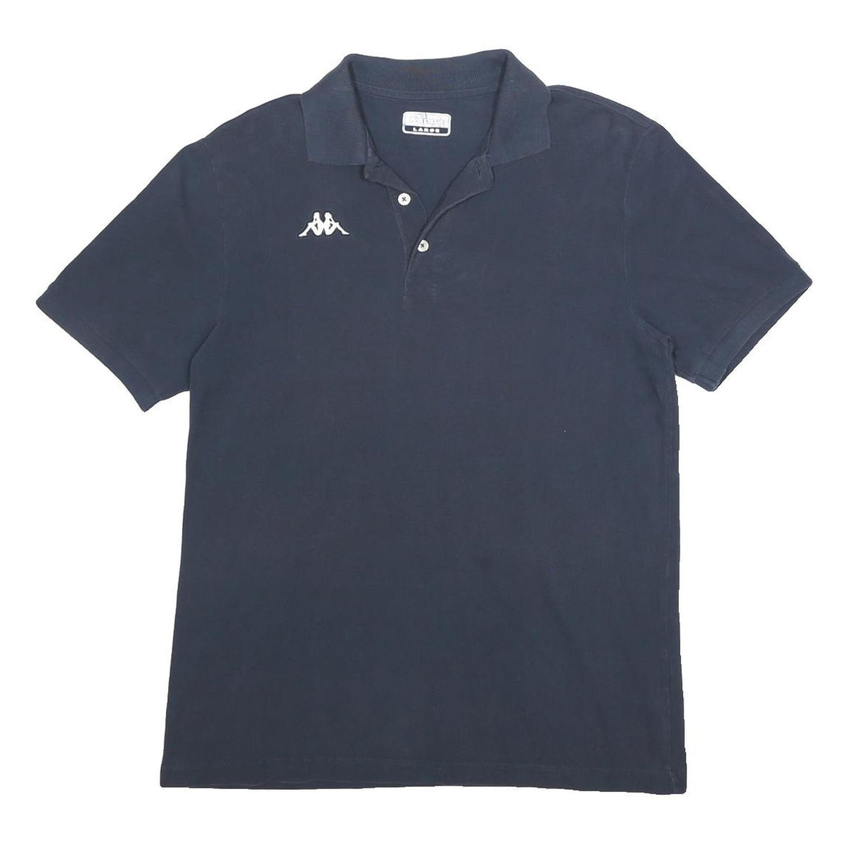 KAPPA Mens Navy Blue Short Sleeve Plain Polo Shirt L Cotton Casual