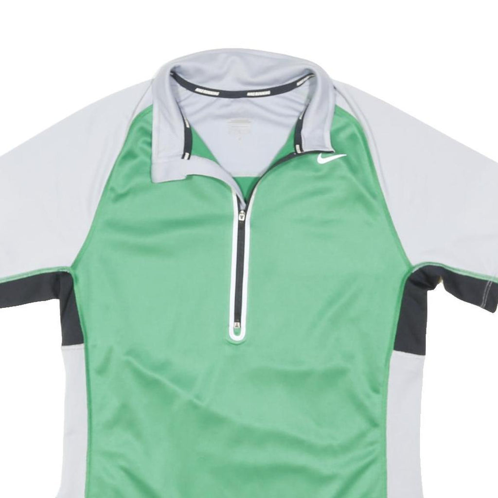 NIKE Mens Green & Grey Sports Zip Jacket M Polyester Blend Athletic Fit