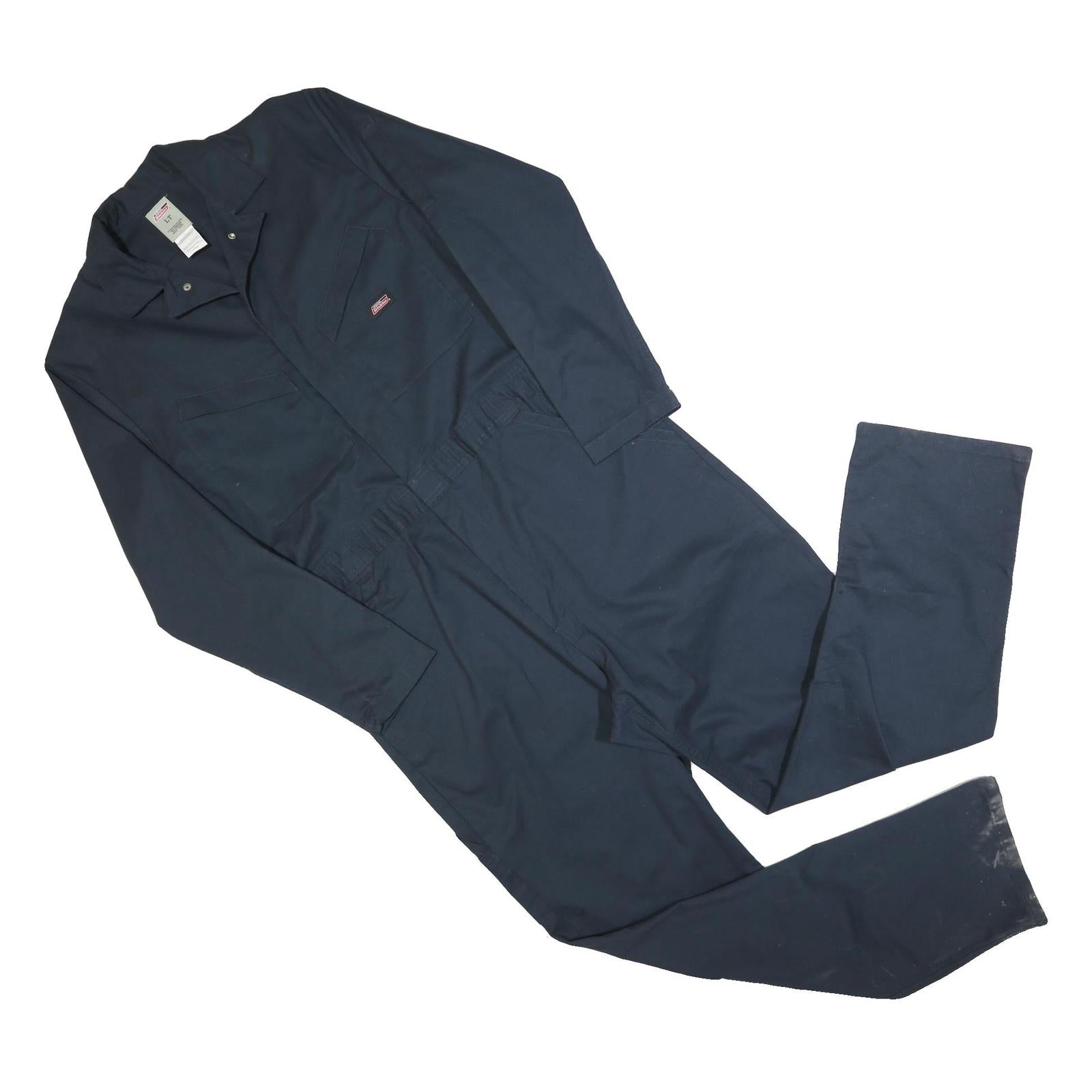 DICKIES Mens Navy Blue Cotton Blend Regular Fit Dungarees L W40 L34 Workwear