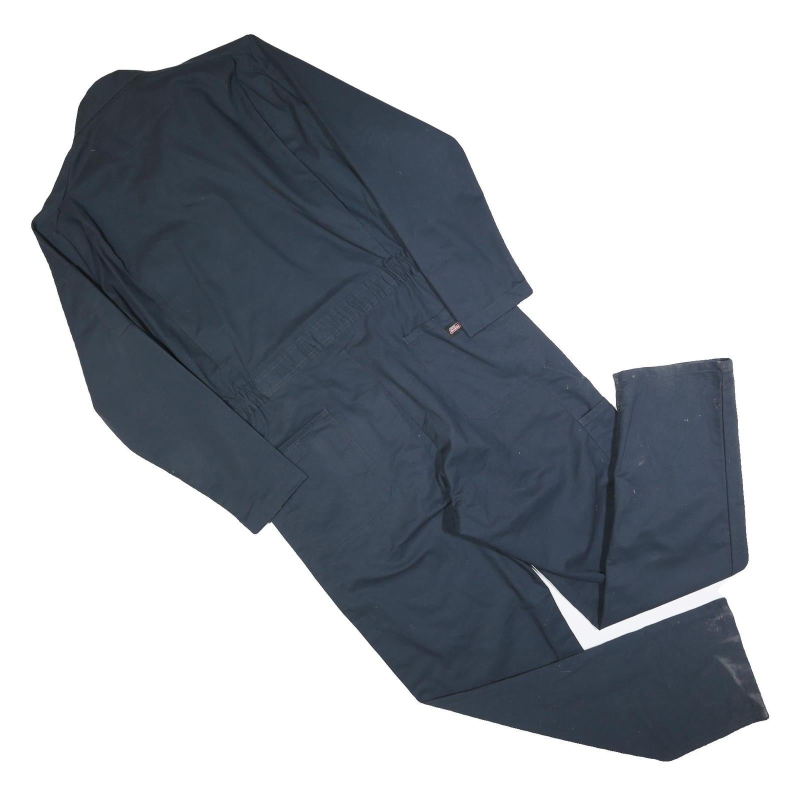 DICKIES Mens Navy Blue Cotton Blend Regular Fit Dungarees L W40 L34 Workwear
