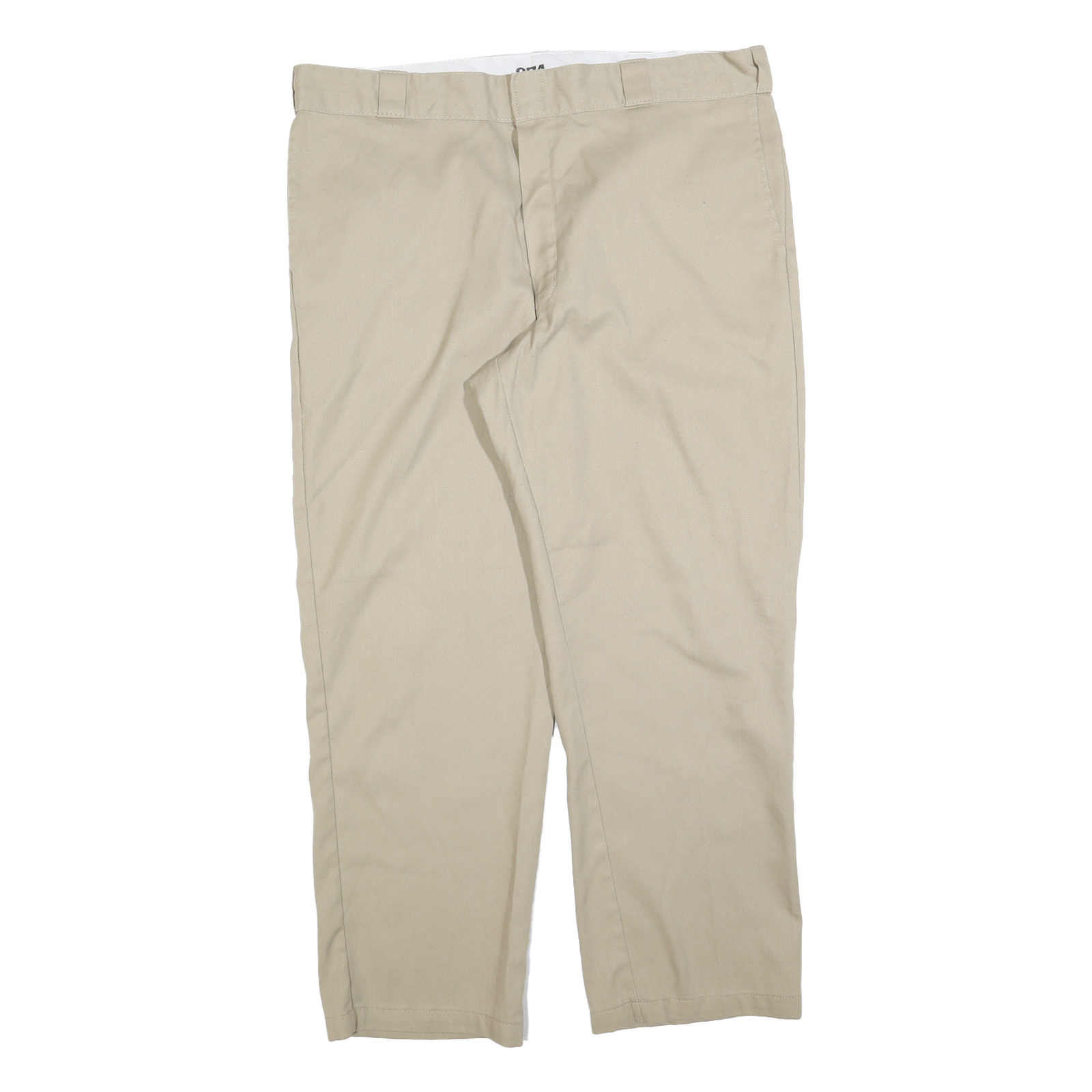 DICKIES Mens Cotton Blend Beige Regular Fit Straight Leg Trousers W40 L30