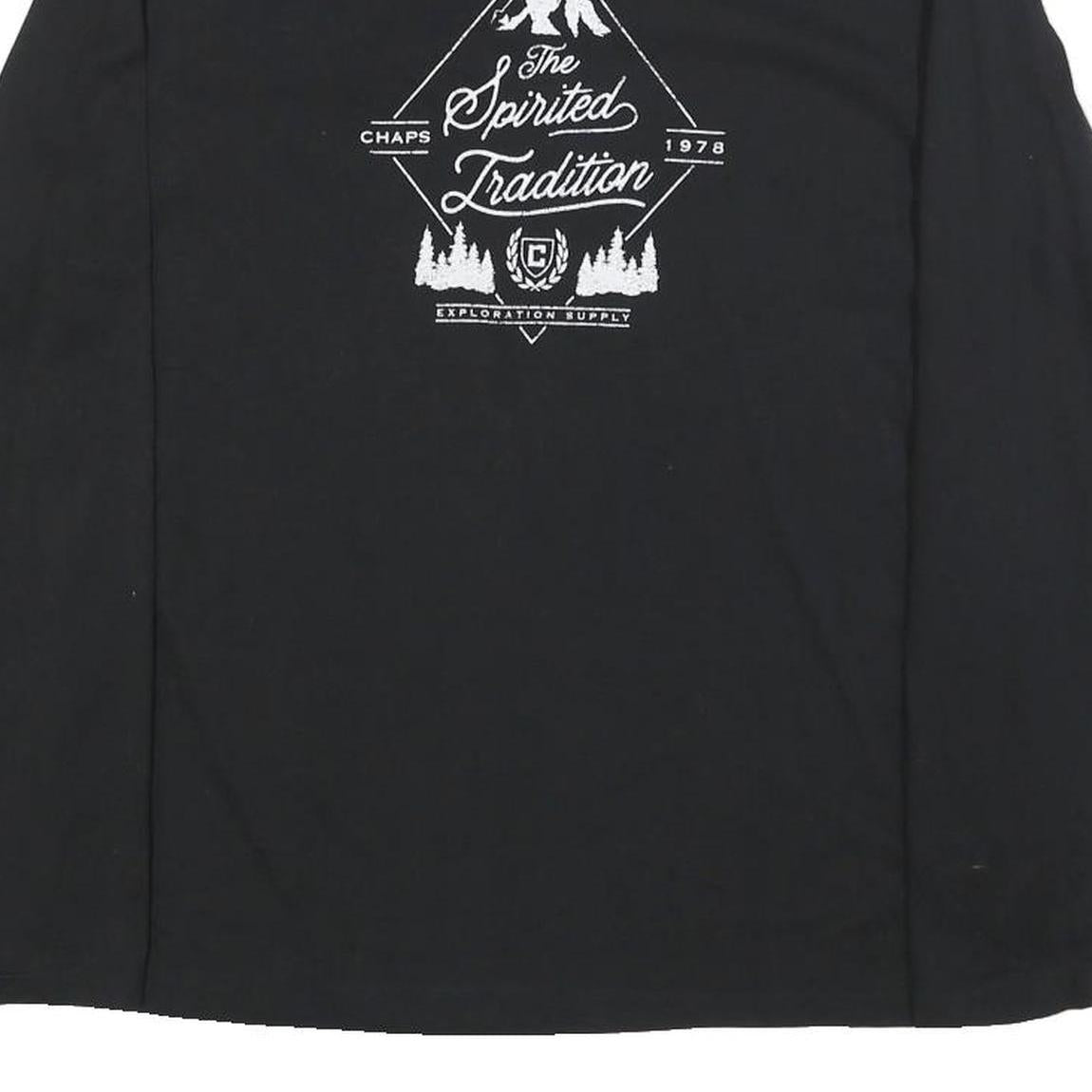 CHAPS Mens Black Graphic T-Shirt M Long Sleeve Crew Neck Spirited Tradition