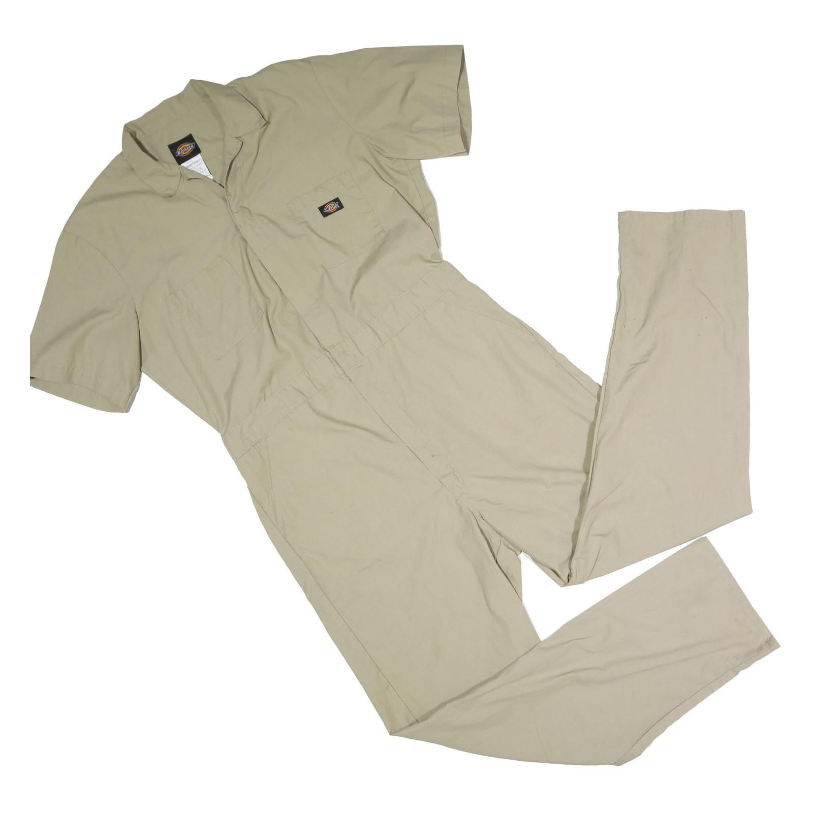 DICKIES Mens Beige Cotton Blend Dungarees Regular Fit L W40 L32 Workwear