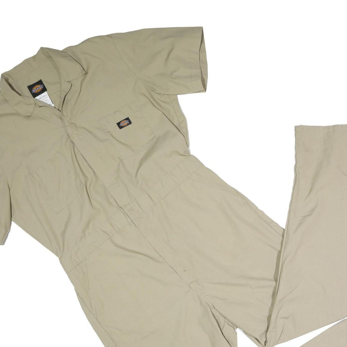 DICKIES Mens Beige Cotton Blend Dungarees Regular Fit L W40 L32 Workwear