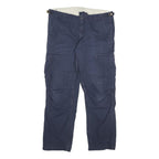 CARHARTT Mens Cotton Blend Navy Relaxed Cargo Trousers W34 L28 Workwear