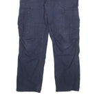 CARHARTT Mens Cotton Blend Navy Relaxed Cargo Trousers W34 L28 Workwear