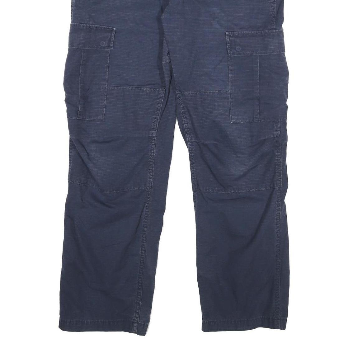 CARHARTT Mens Cotton Blend Navy Relaxed Cargo Trousers W34 L28 Workwear