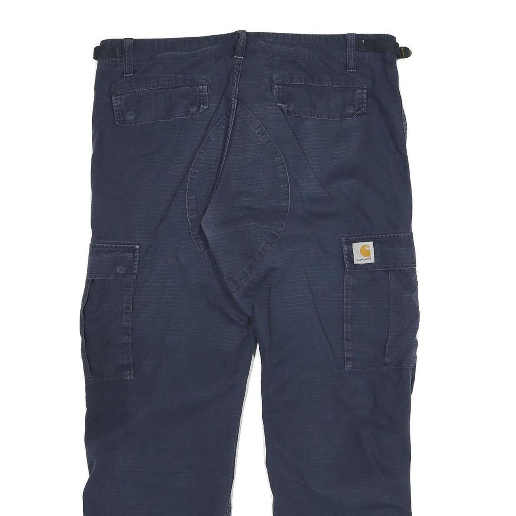 CARHARTT Mens Cotton Blend Navy Relaxed Cargo Trousers W34 L28 Workwear