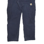 CARHARTT Mens Cotton Blend Navy Relaxed Cargo Trousers W34 L28 Workwear