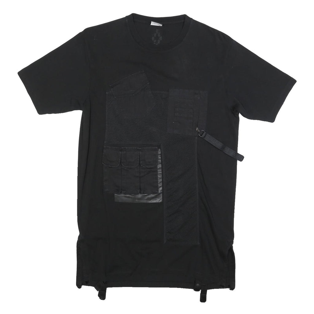 MARCELO BURLON Womens Black Day Cotton Blend Plain Short Sleeve Knee Length L