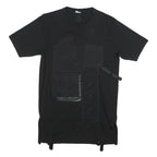 MARCELO BURLON Womens Black Day Cotton Blend Plain Short Sleeve Knee Length L