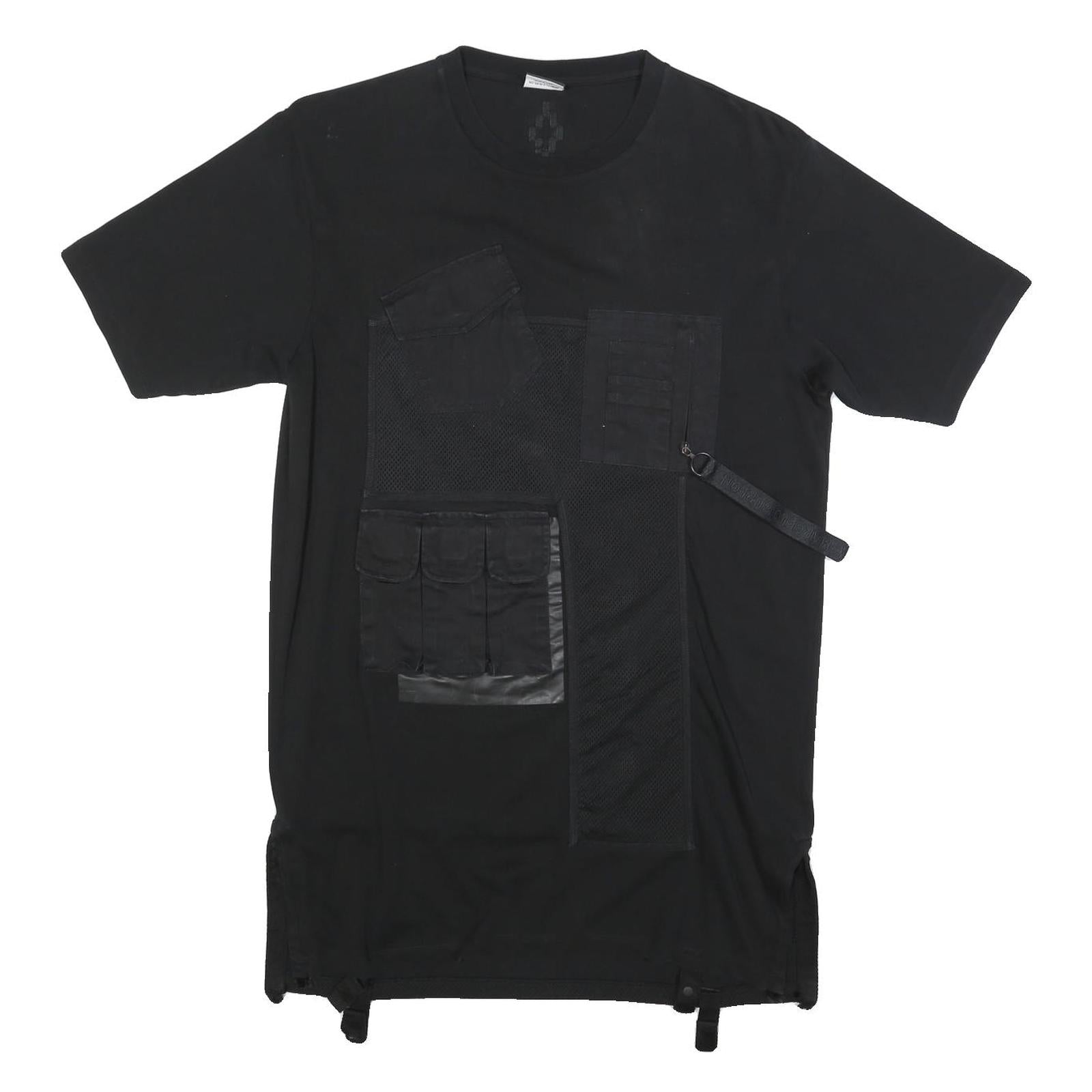 MARCELO BURLON Womens Black Day Cotton Blend Plain Short Sleeve Knee Length L