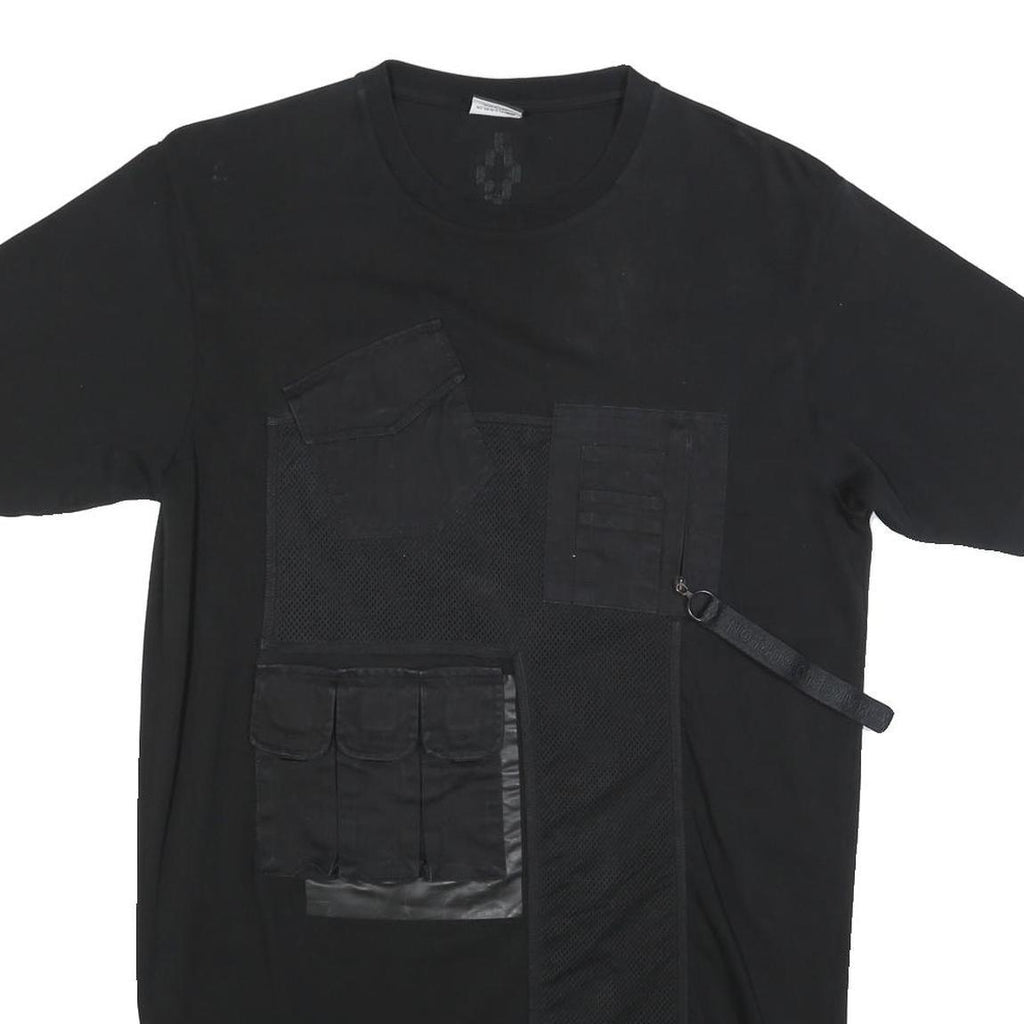 MARCELO BURLON Womens Black Day Cotton Blend Plain Short Sleeve Knee Length L