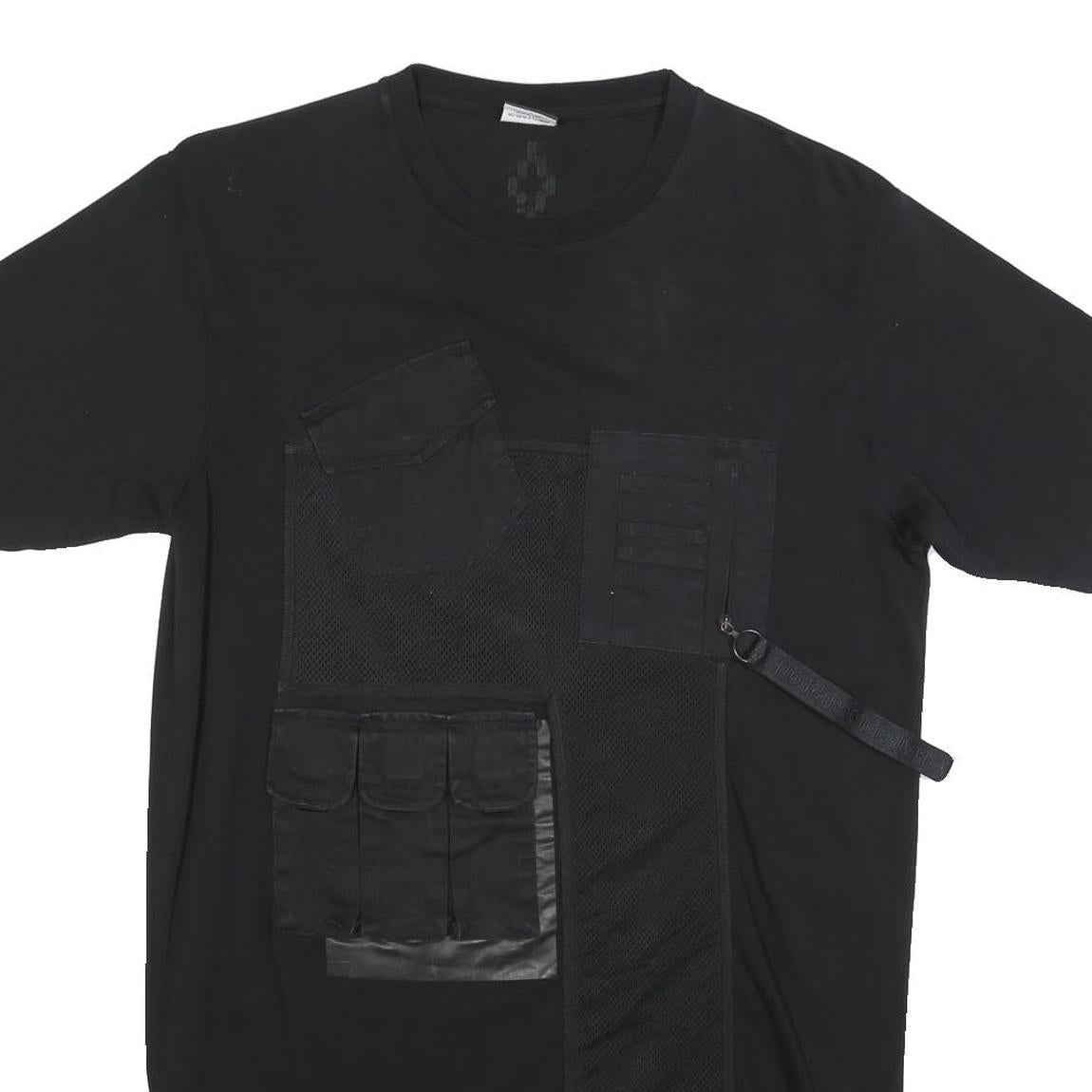 MARCELO BURLON Womens Black Day Cotton Blend Plain Short Sleeve Knee Length L