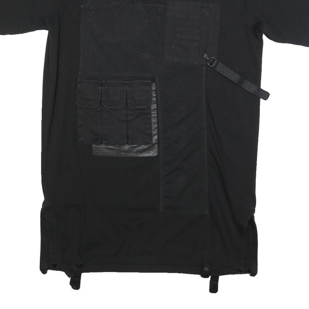 MARCELO BURLON Womens Black Day Cotton Blend Plain Short Sleeve Knee Length L