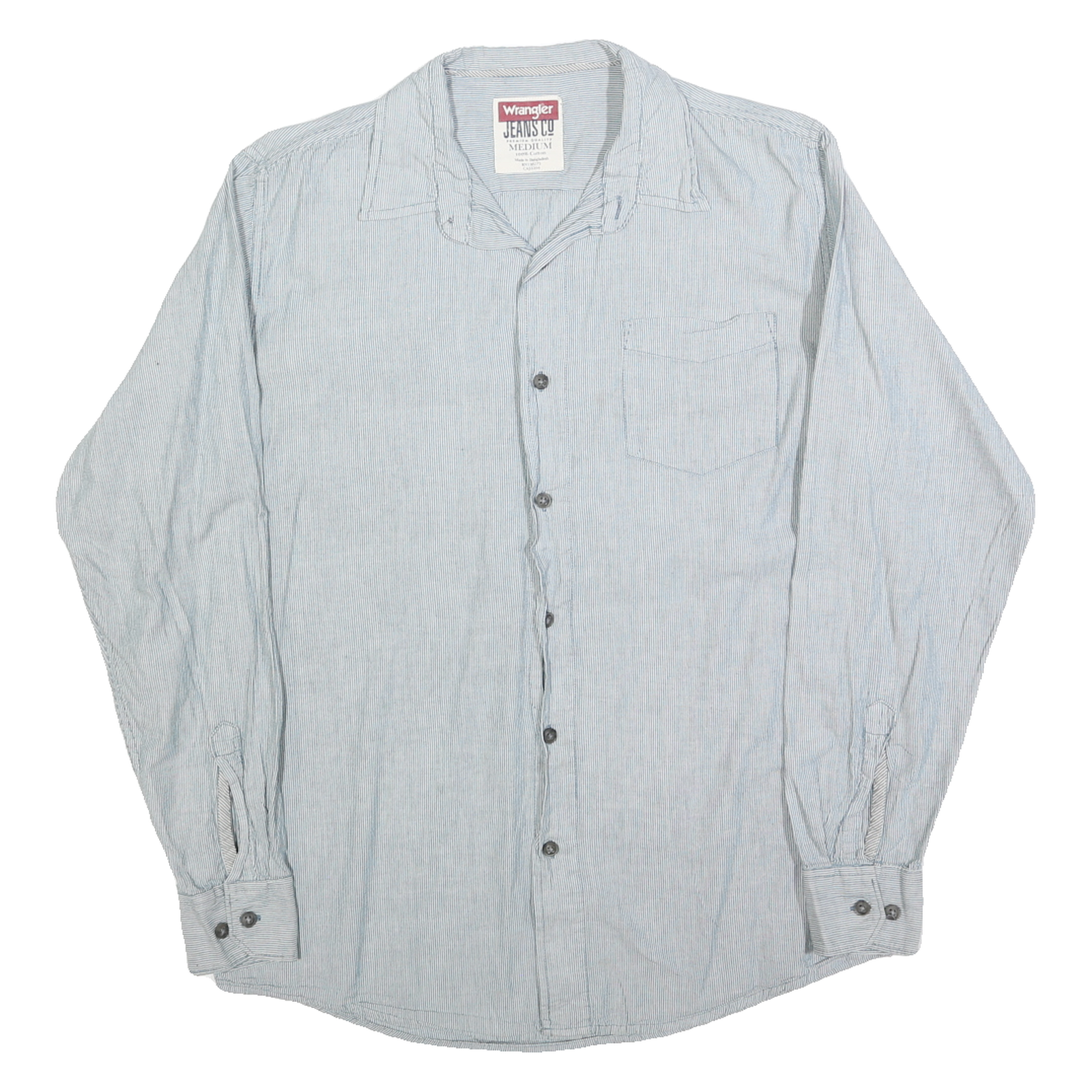 WRANGLER Mens Blue & White Slim Stripe Shirt M Cotton Casual Classic