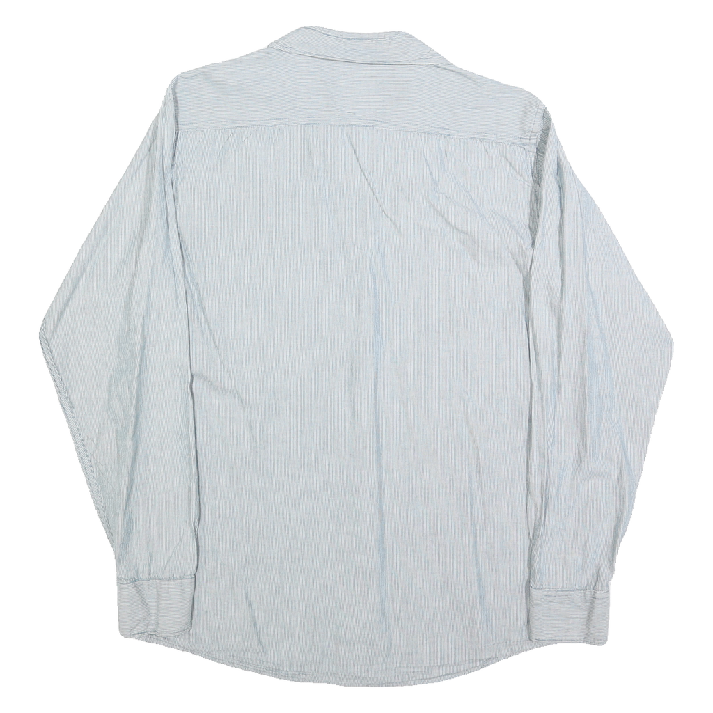 WRANGLER Mens Blue & White Slim Stripe Shirt M Cotton Casual Classic