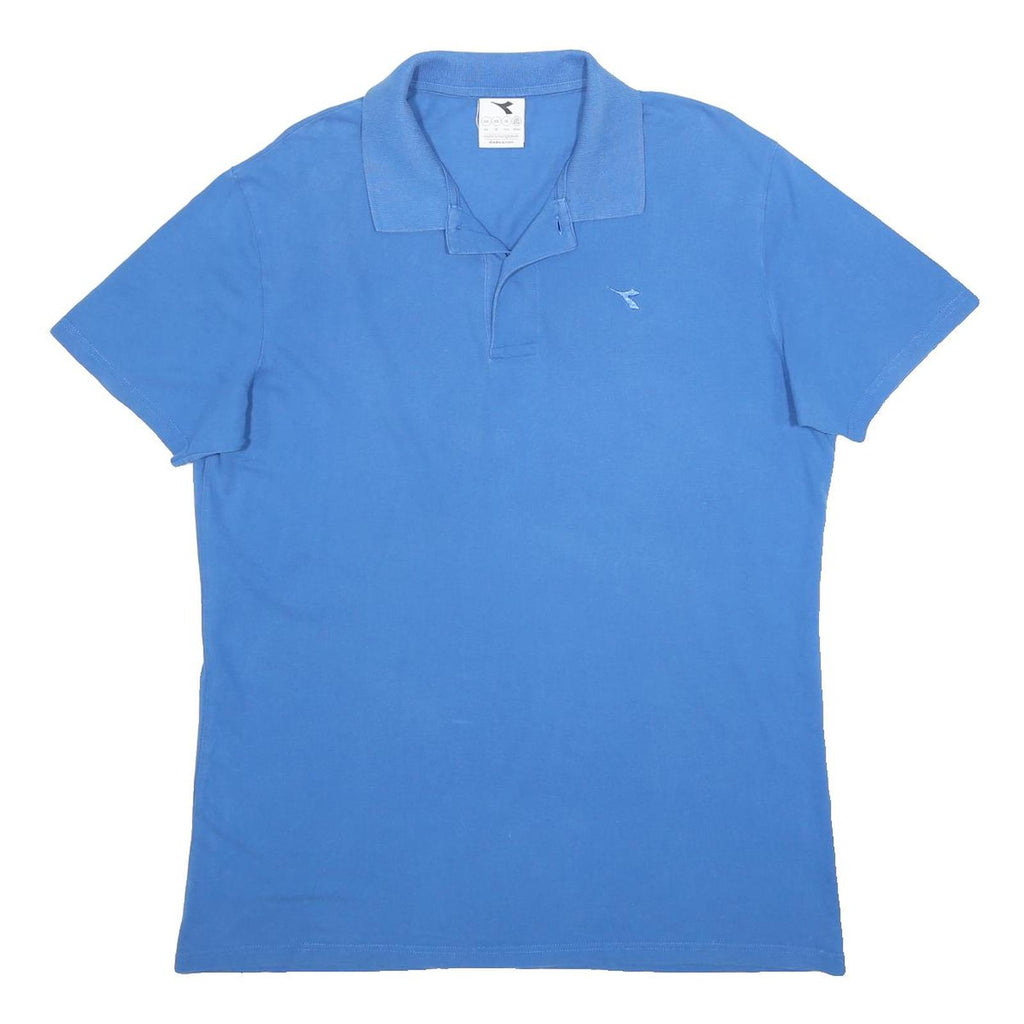 DIADORA Mens Blue Polo Shirt 2XL Cotton Blend Casual Short Sleeve Basic