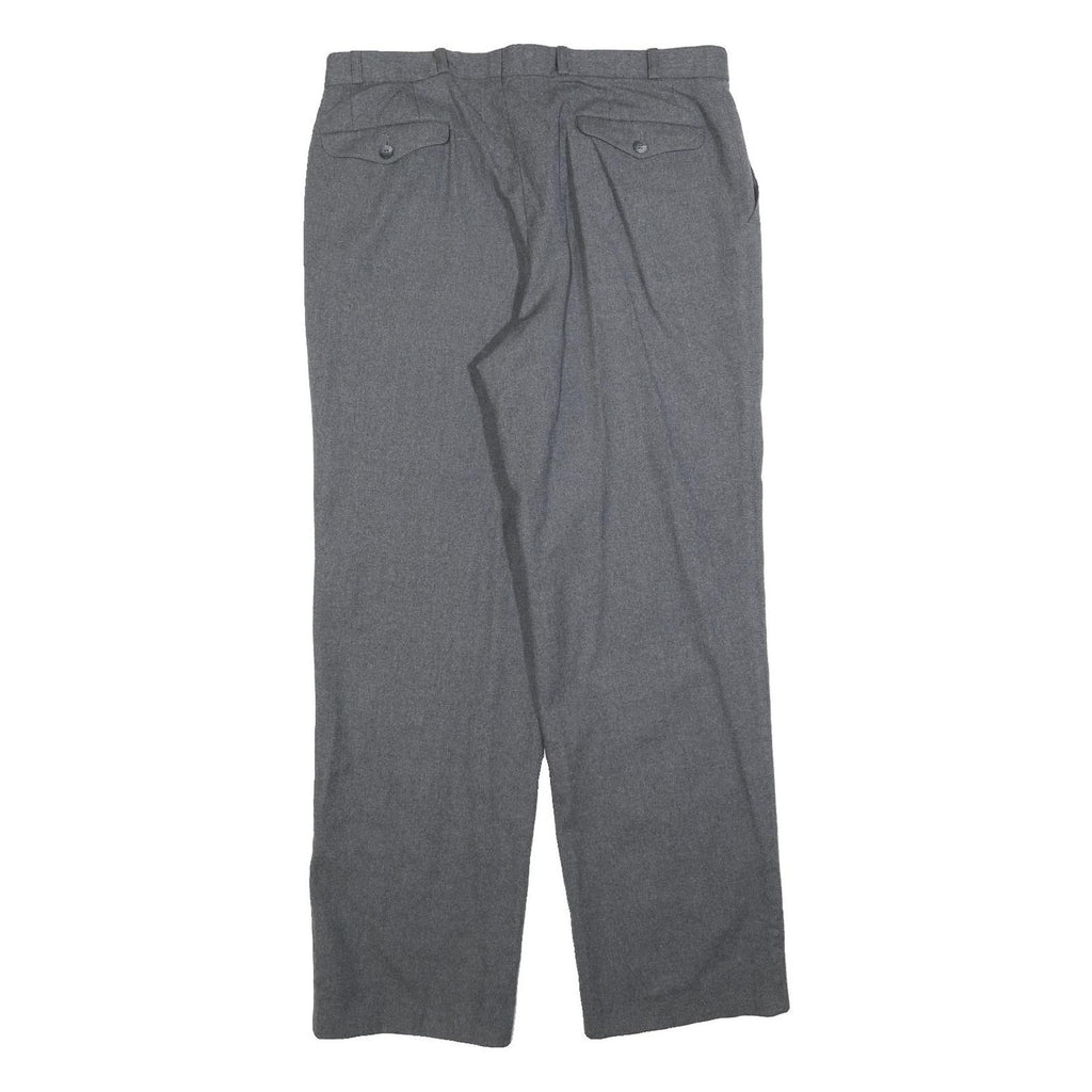 FREY Mens Wool Grey Regular Fit Straight Leg Trousers W34 L32 Classic Formal