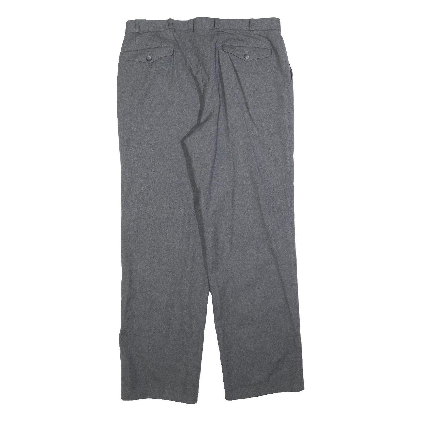 FREY Mens Wool Grey Regular Fit Straight Leg Trousers W34 L32 Classic Formal