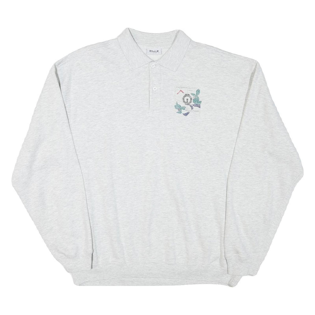 WHALE Mens Grey Polo Collar XL Sweatshirt Cotton Blend Casual Pullover