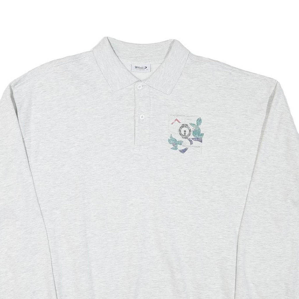 WHALE Mens Grey Polo Collar XL Sweatshirt Cotton Blend Casual Pullover