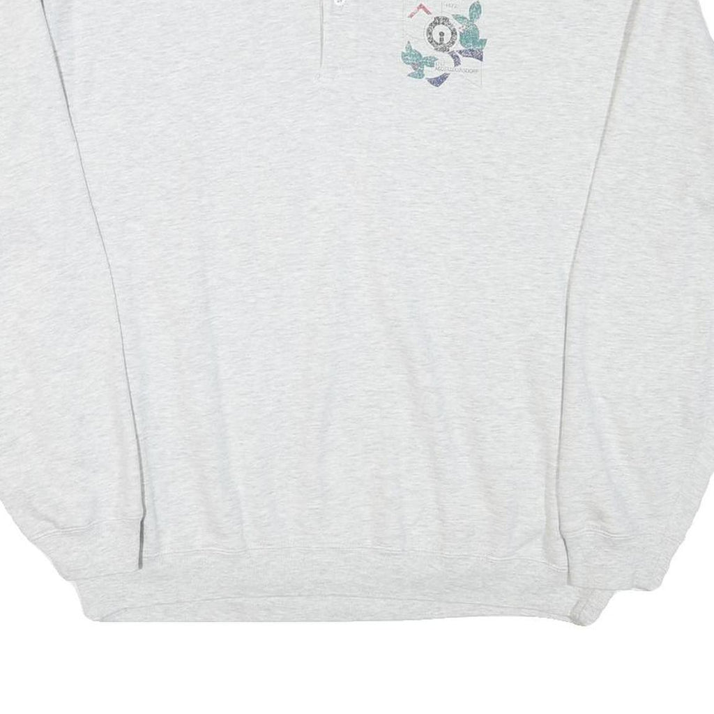 WHALE Mens Grey Polo Collar XL Sweatshirt Cotton Blend Casual Pullover