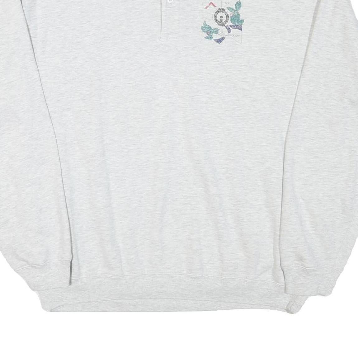 WHALE Mens Grey Polo Collar XL Sweatshirt Cotton Blend Casual Pullover