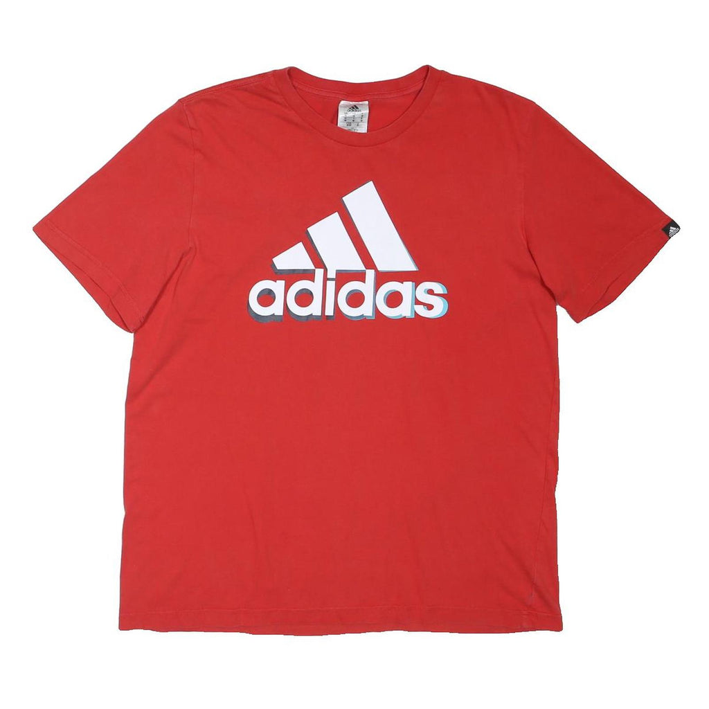 ADIDAS Mens Red T-Shirt M Short Sleeve Crew Neck Cotton Logo Graphic