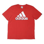 ADIDAS Mens Red T-Shirt M Short Sleeve Crew Neck Cotton Logo Graphic