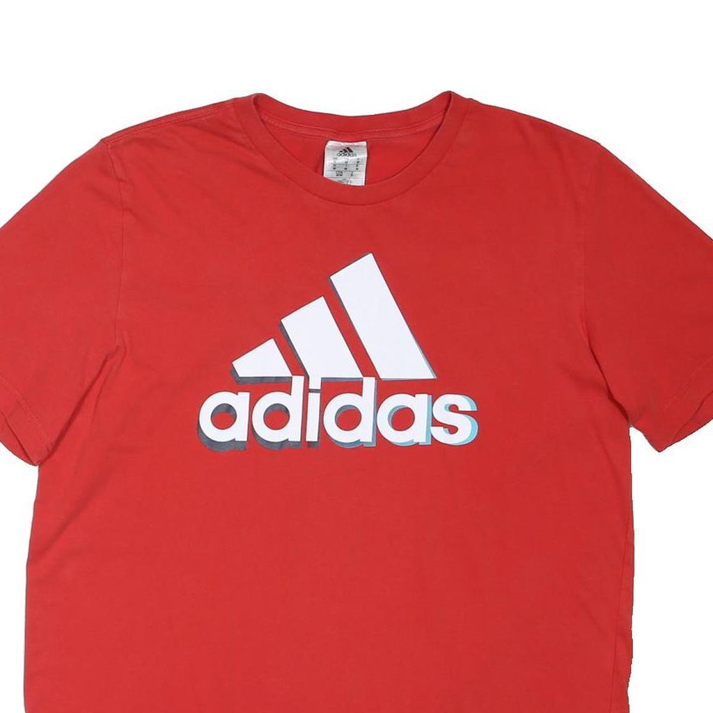 ADIDAS Mens Red T-Shirt M Short Sleeve Crew Neck Cotton Logo Graphic