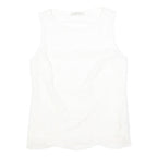 OASIS Womens White Lace Sleeveless Top Round Neck S Cotton Blend Summer