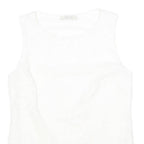 OASIS Womens White Lace Sleeveless Top Round Neck S Cotton Blend Summer