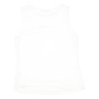 OASIS Womens White Lace Sleeveless Top Round Neck S Cotton Blend Summer