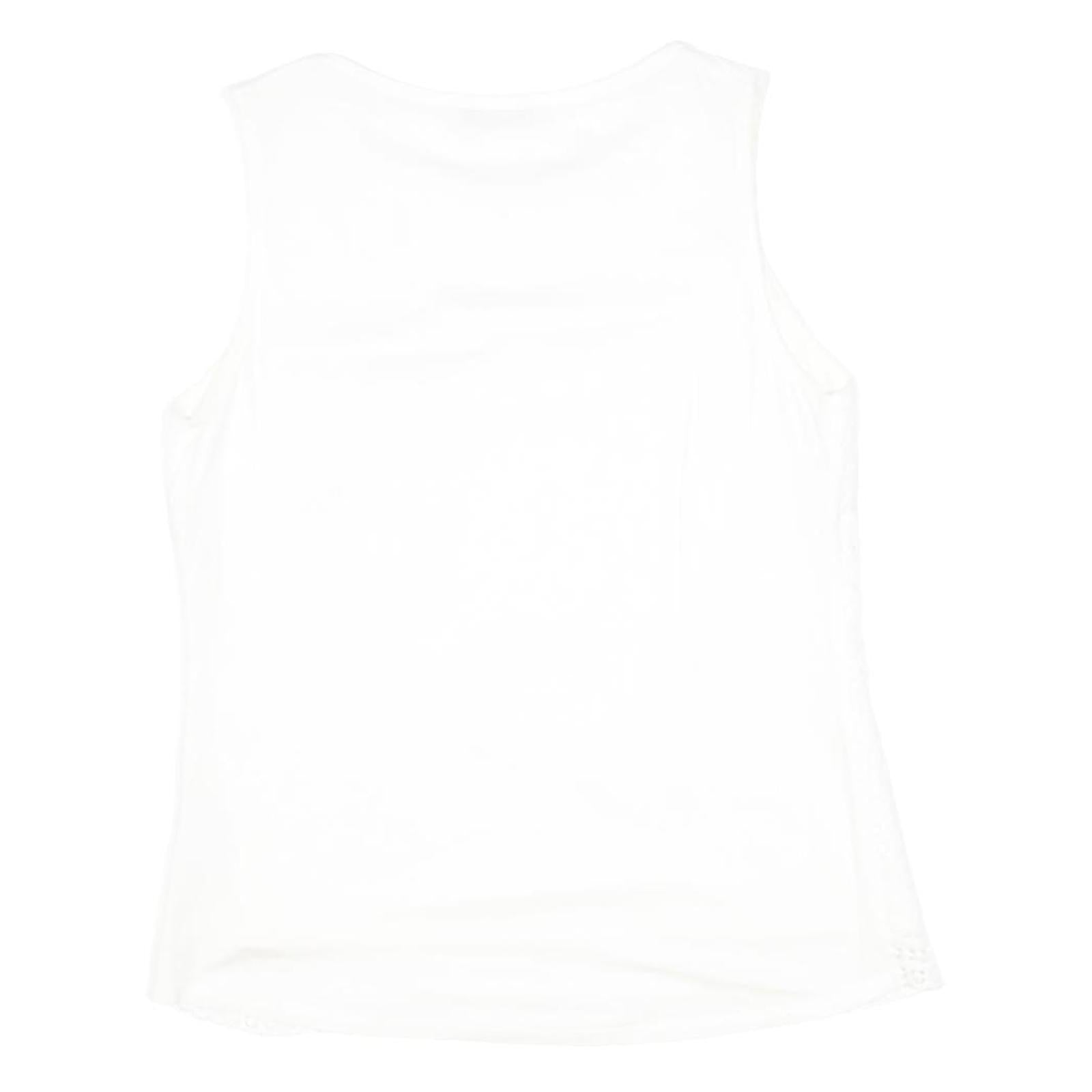 OASIS Womens White Lace Sleeveless Top Round Neck S Cotton Blend Summer