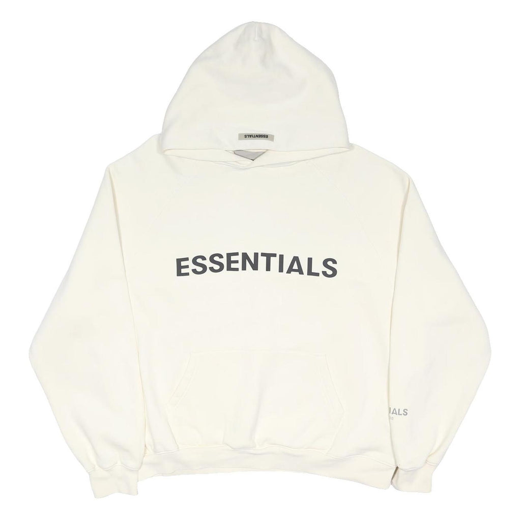 ESSENTIALS Mens White Hoodie M ESSENTIALS Printed Cotton Blend Sweatshirt